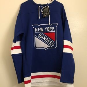 New York Rangers Retro Lace Em Up Pullover Hoodie